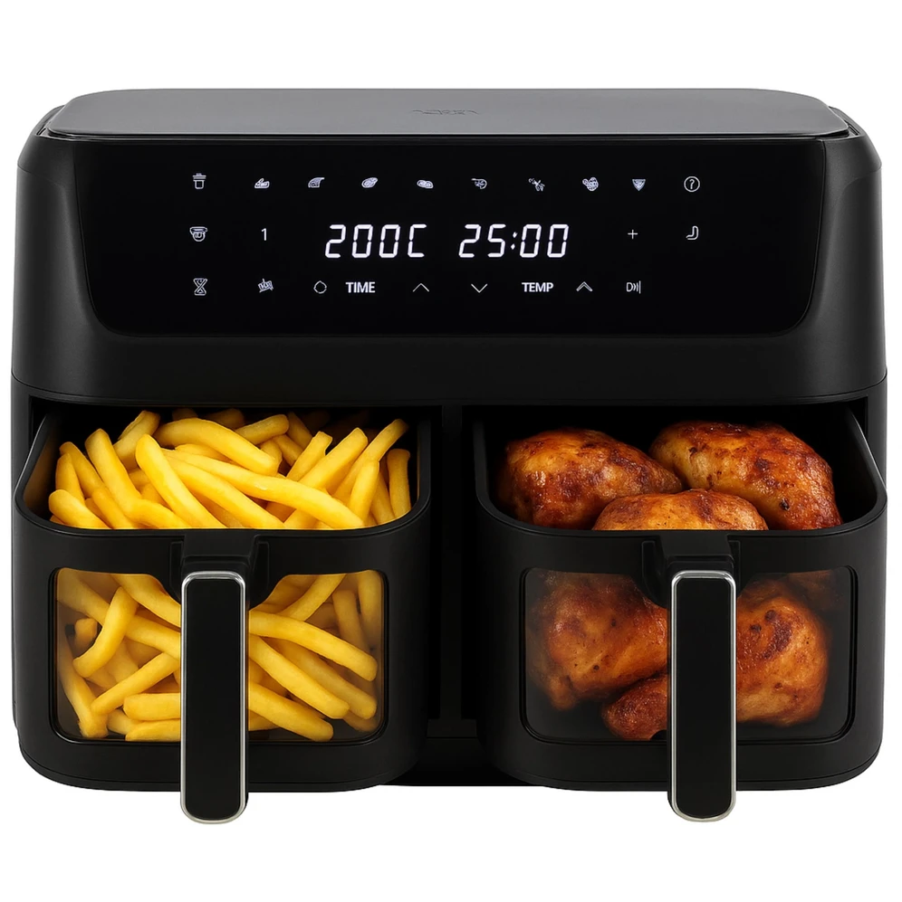 Gruzdintuvė Keptuvė be riebalų 11L, 2 krepšeliai, Air Fryer 2700W, 8 programos Adler AD 6324