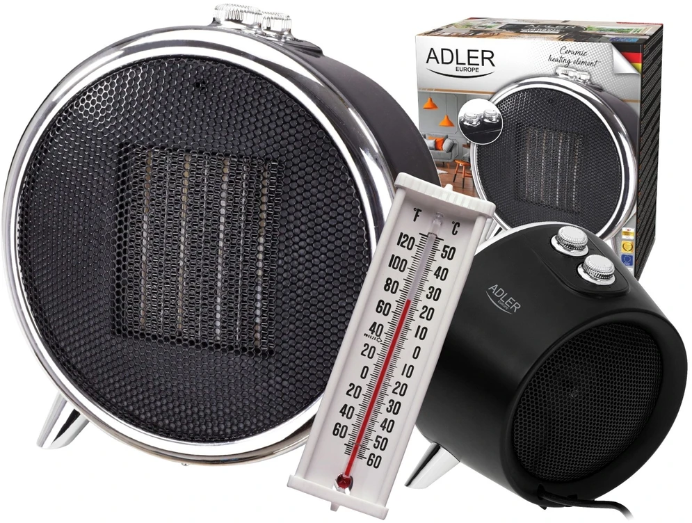 Adler | Fan Heater | AD 7742 | Ceramic | 1500 W | Number of power levels 2 | Juodas/Sidabrinis