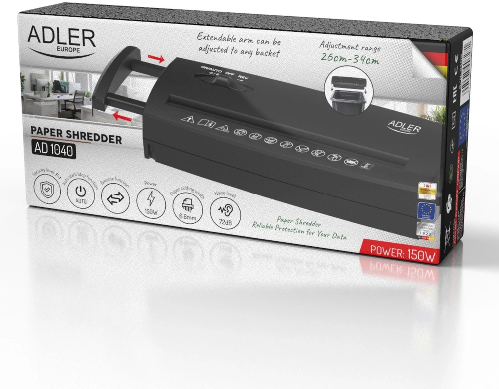 Adler Paper Shredder | AD 1040 | Juodas