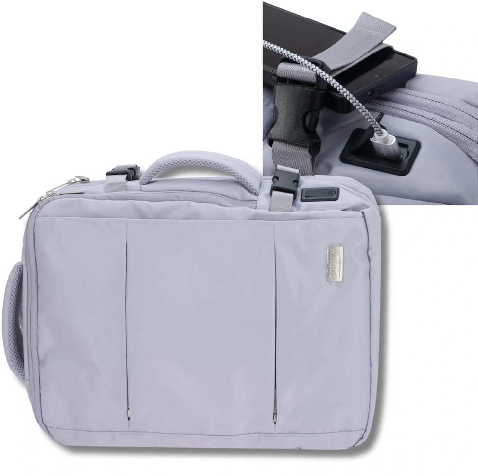 Adler Kuprinės rankinis bagažas 40x20x30 nešiojamas kompiuteris, atsparus vandeniui USB RFID Camry CR 6881 šviesiai violetinė