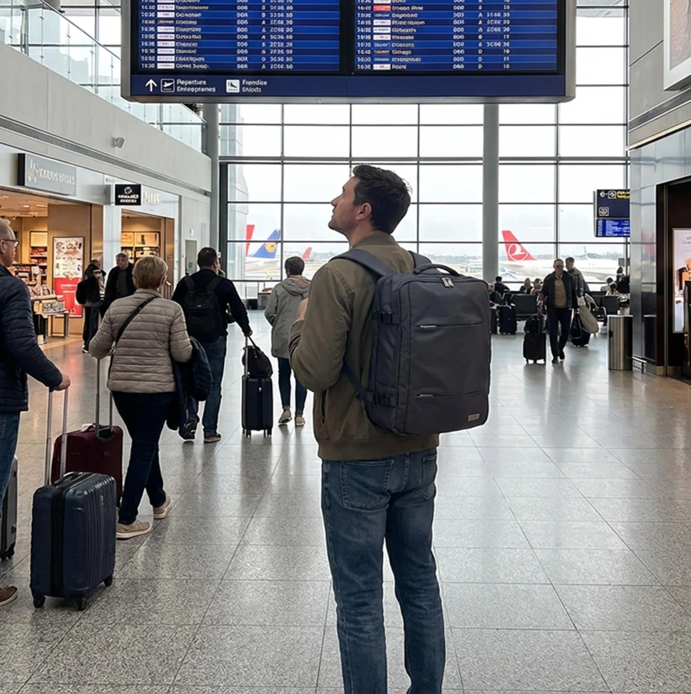 Adler Kuprinės rankinis bagažas 40x20x30cm išplečiamas USB nešiojamas 15,6 colio Camry CR 6881 tamsiai pilkas