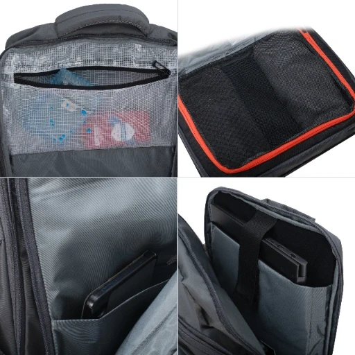 Adler Kuprinės rankinis bagažas 40x20x30cm išplečiamas USB nešiojamas 15,6 colio Camry CR 6881 tamsiai pilkas