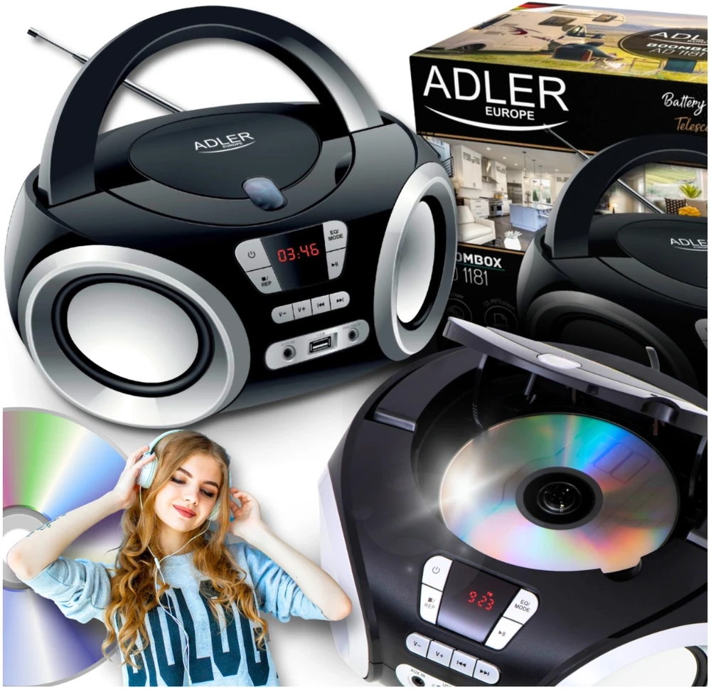 Adler | CD grotuvas | AD 1181 | Garsiakalbiai | USB jungtis