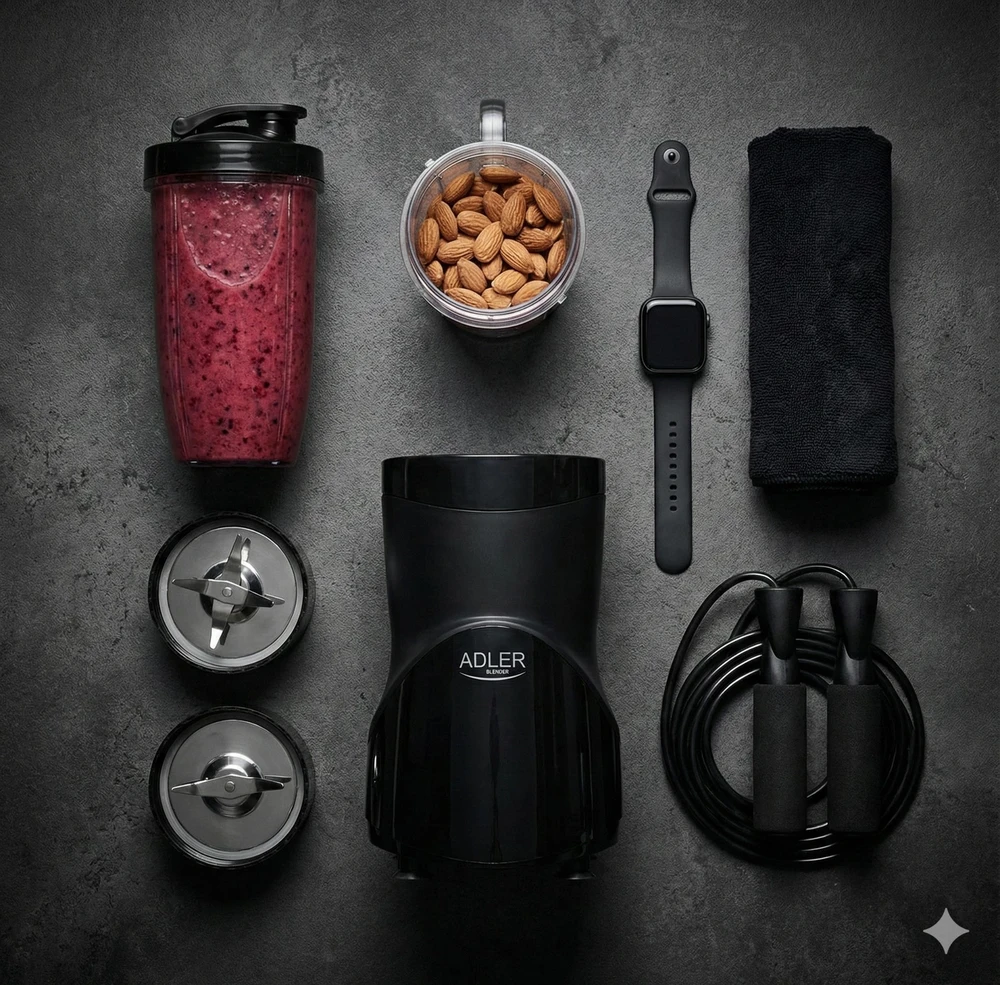 Smoothie maišytuvas kokteiliams 1200W 4 buteliai vandens buteliai be BPA 10in1 Adler AD 4084b