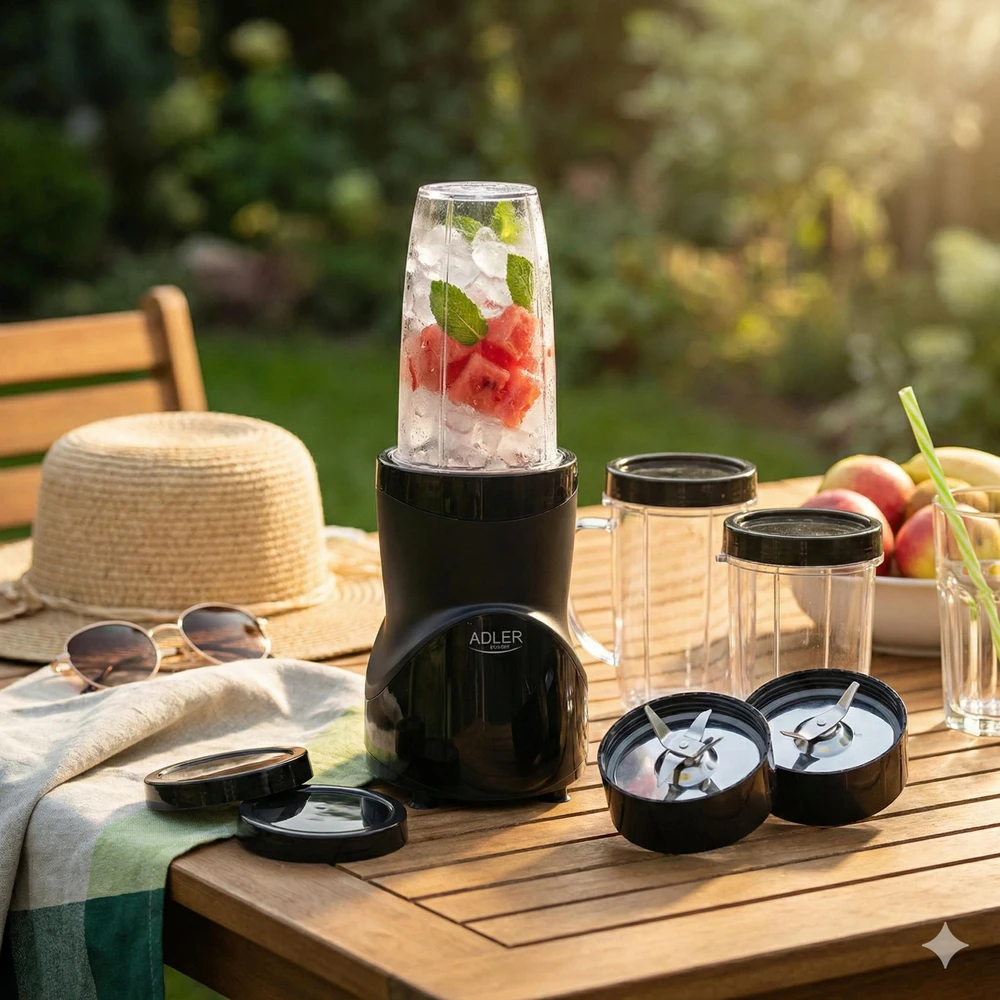 Smoothie maišytuvas kokteiliams 1200W 4 buteliai vandens buteliai be BPA 10in1 Adler AD 4084b