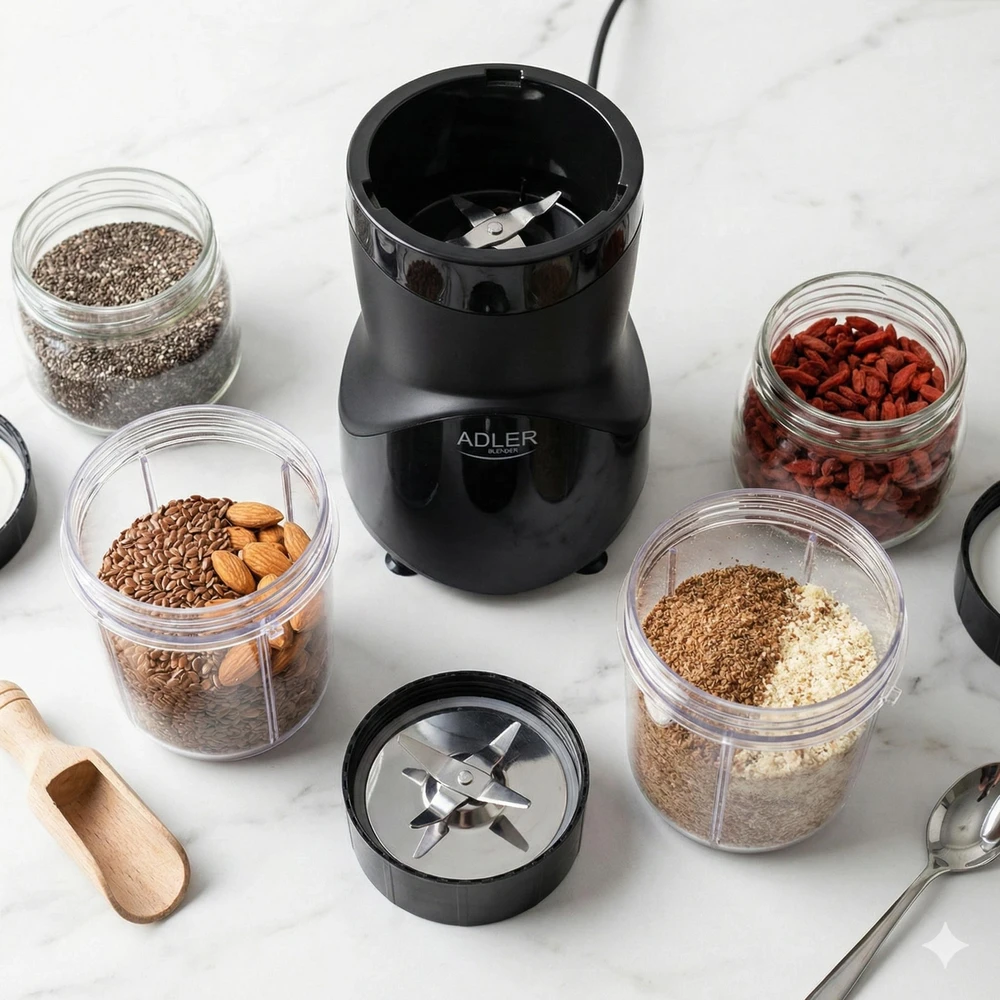 Smoothie maišytuvas kokteiliams 1200W 4 buteliai vandens buteliai be BPA 10in1 Adler AD 4084b