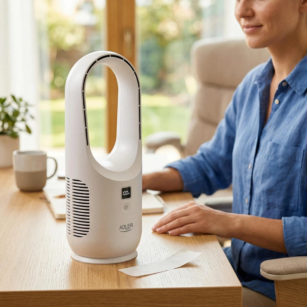 Ventiliatorius Adler Bladeless Rechargeable Fan | AD 7343 | Desk Fan | Diameter 14 cm | Greičių skaičius 3 | Baltas