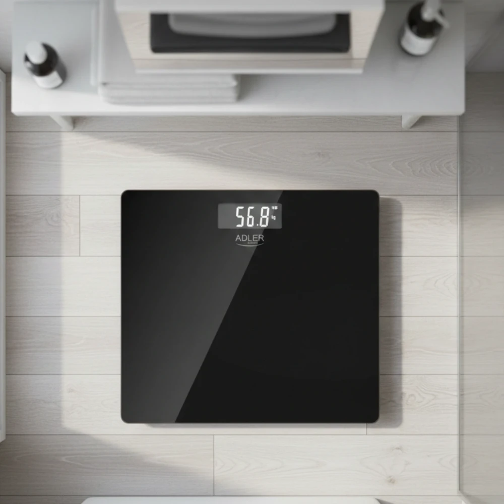 Svarstyklės Bathroom scale ADLER AD 8194b rechargeable USB-C Juodas