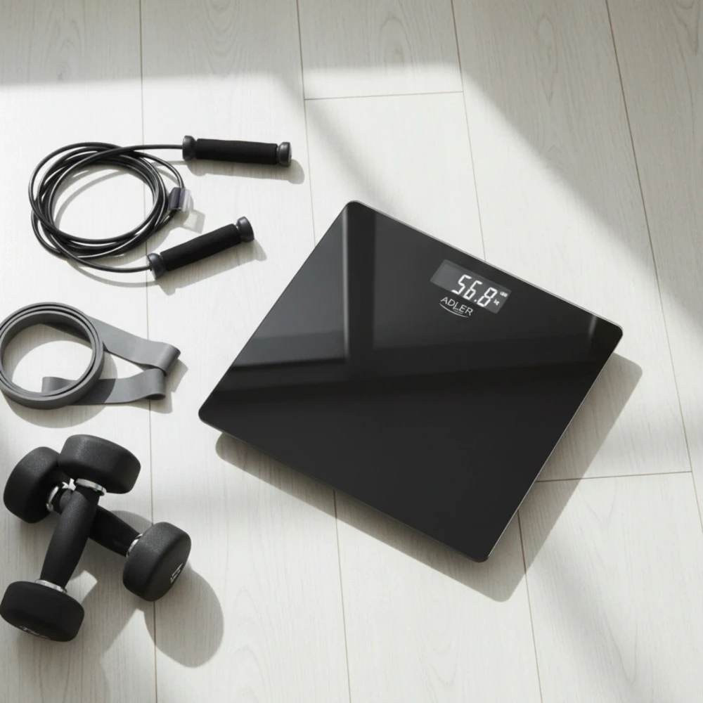 Svarstyklės Bathroom scale ADLER AD 8194b rechargeable USB-C Juodas