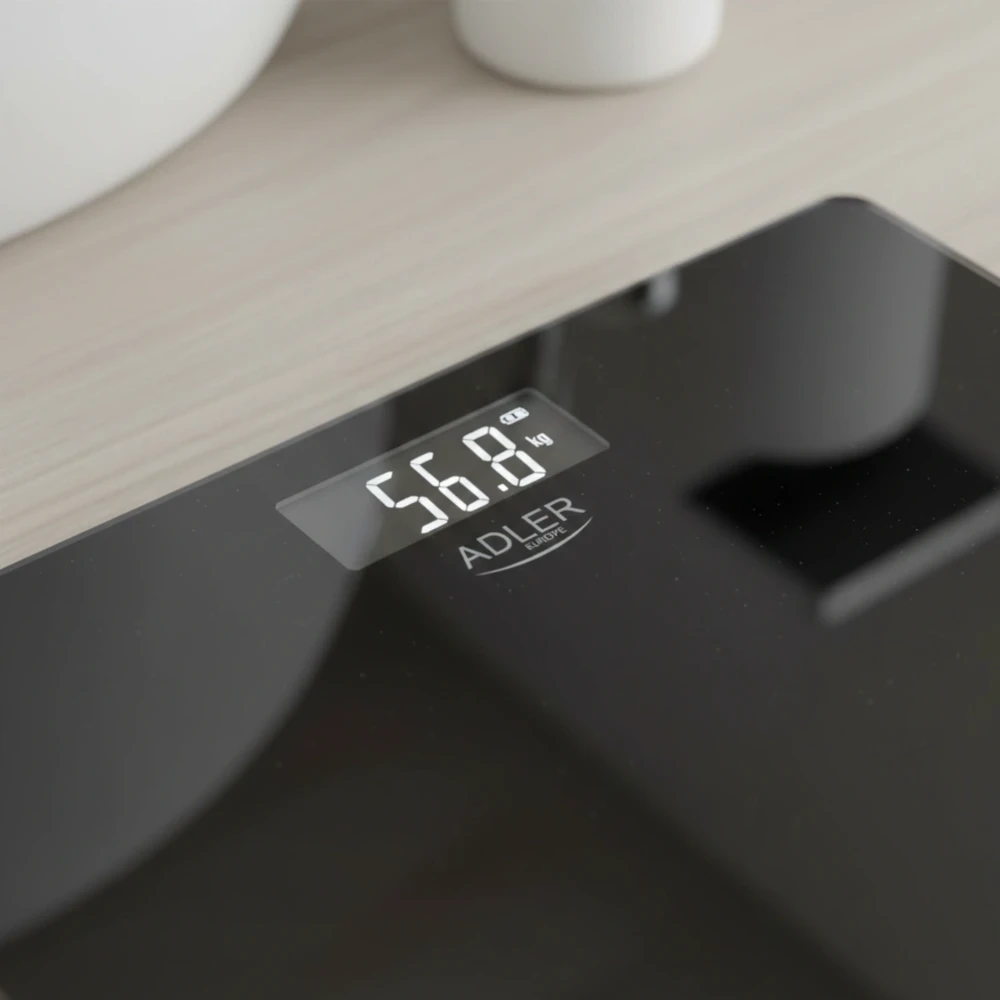 Svarstyklės Bathroom scale ADLER AD 8194b rechargeable USB-C Juodas
