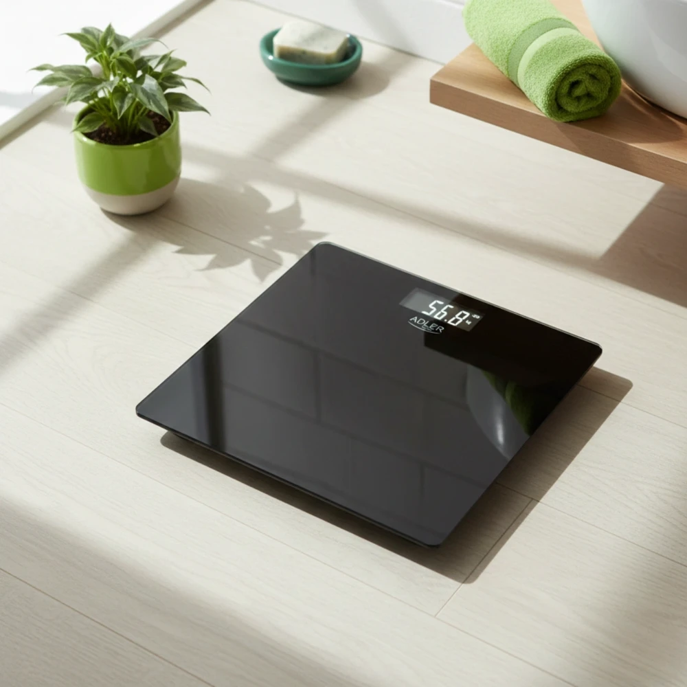 Svarstyklės Bathroom scale ADLER AD 8194b rechargeable USB-C Juodas