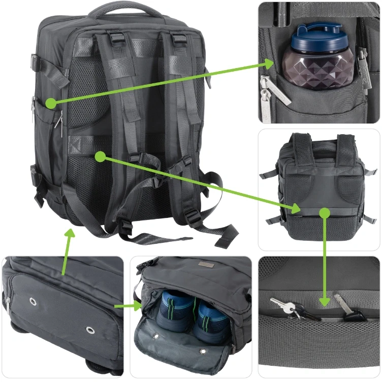 Adler Verslo ir sporto kabinos kuprinė 40x20x30 nešiojamas kompiuteris 17 USB vandeniui atsparus Camry CR6880dg