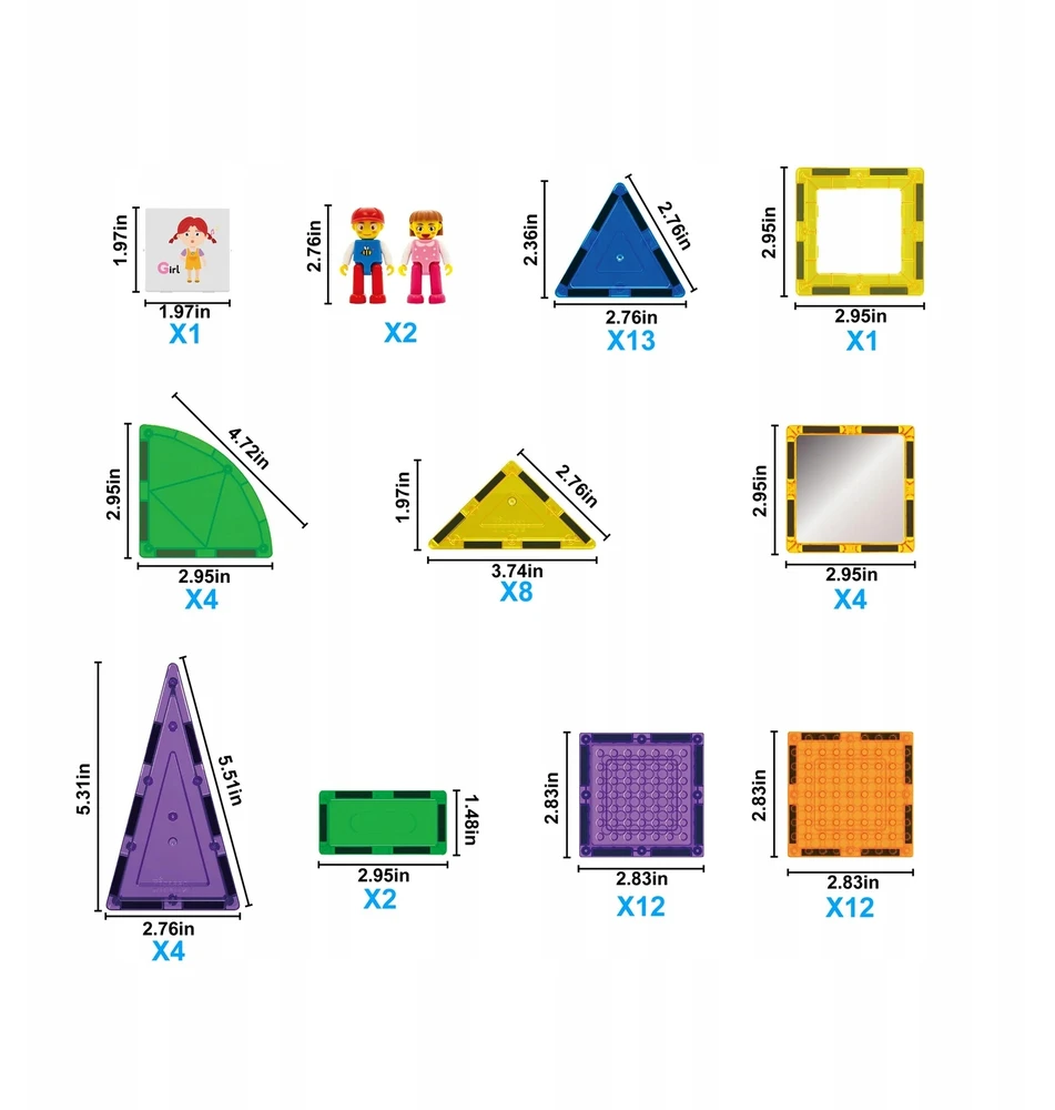 AE PICASSO PLYTELĖS Magnetiniai edukaciniai konstrukciniai blokeliai 3D, 63 elementai