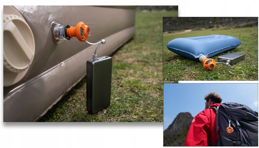 Aerogogo GIGA Pump Air nešiojamas elektrinis siurblys su vakuumo funkcija, USB-C, 7 antgaliai