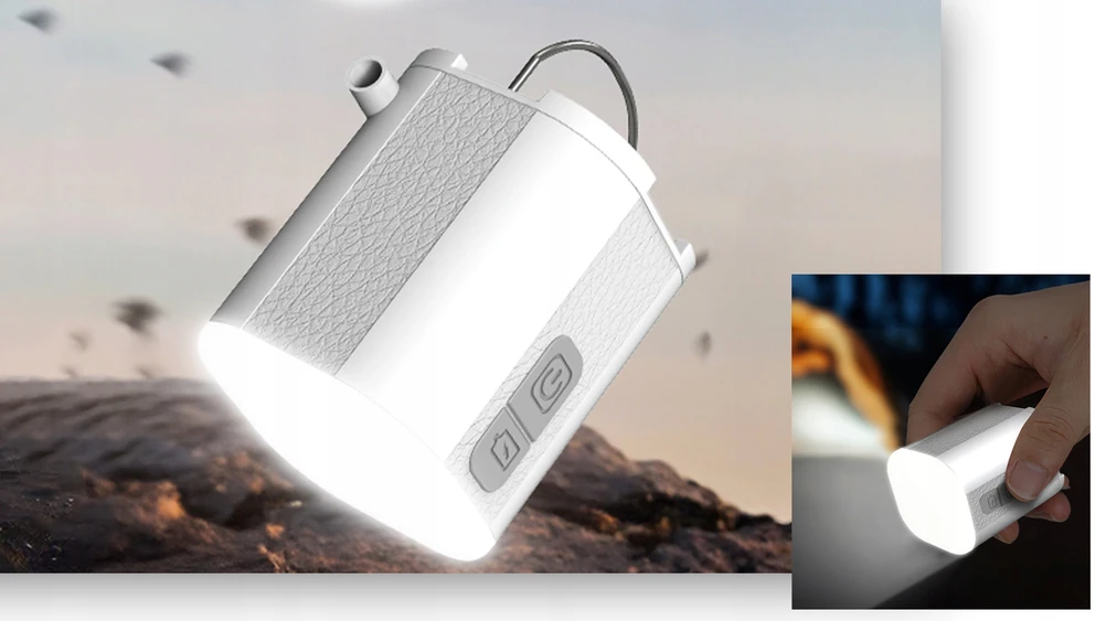 Aerogogo GIGA Pump Tiny P2G-04 balta elektrinė kompaktiška pompa su USB-C ir LED žibintuvėliu