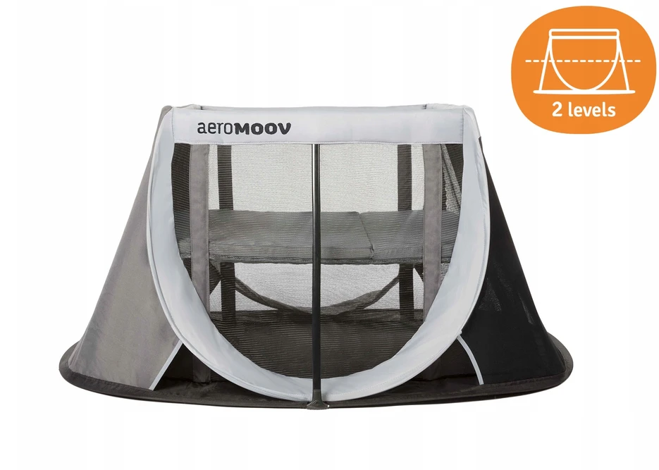 AEROMOOV sulankstoma kelioninė lovelė su dviejų lygių čiužiniu