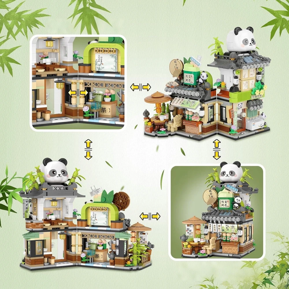 AETURNA Block SET PANDA TEA HOUSE – KŪRYBINGI NAMAS STATYTI