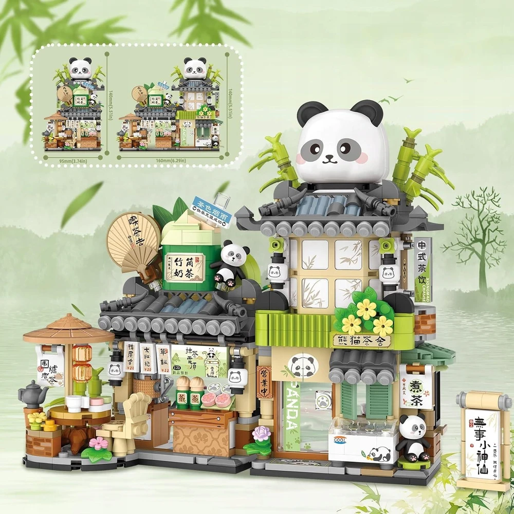 AETURNA Block SET PANDA TEA HOUSE – KŪRYBINGI NAMAS STATYTI