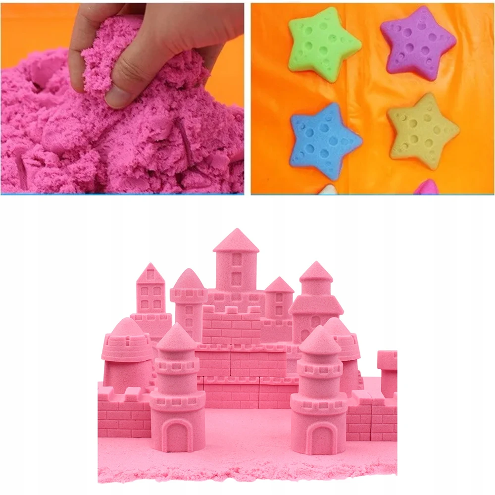 AFF STEBUKLINGA SMĖLIŲ DĖŽĖ SU KINETINIU SMĖLIU 2KG BASEINŲ FORMŲ RINKINYS FUN