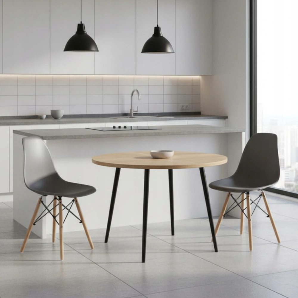 AGA valgomojo kėdės, 2 vnt, pilkos spalvos RETRO, modernios medinės kojelės SCANDI