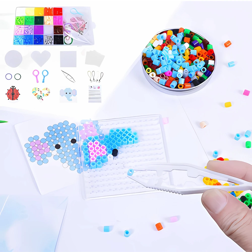 Aga4Kids Lyginimo karoliukai Karoliukų rinkinys Popieriniai pincetai DIY 2000 karoliukai