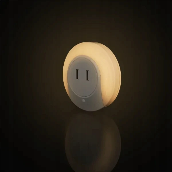 Aigostar Lampka do gniazdka nocna LED su czujnikiem zmiechrzu 0,4W su USB kroviklis