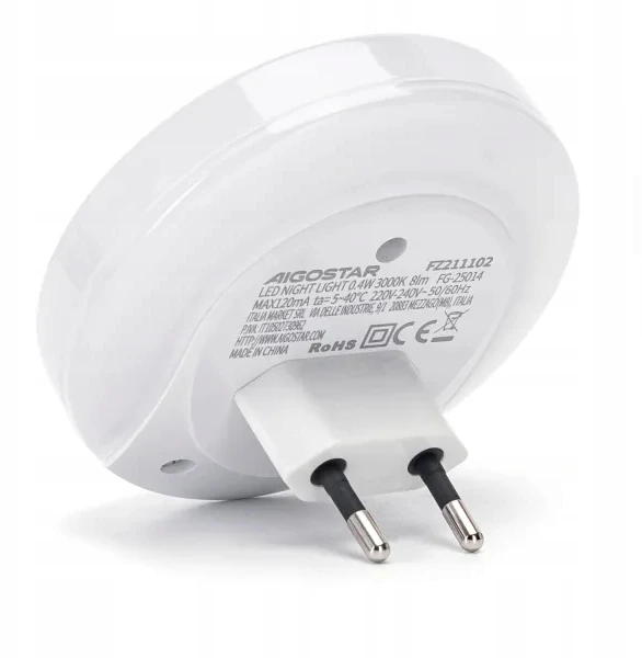 Aigostar Lampka do gniazdka nocna LED su czujnikiem zmiechrzu 0,4W su USB kroviklis
