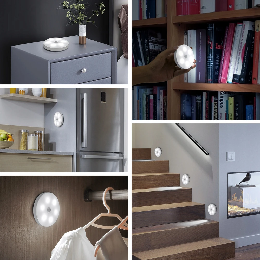 Aigostar magnetinė naktinė lempa su judesio jutikliu 6500K LED balta 4 vnt.