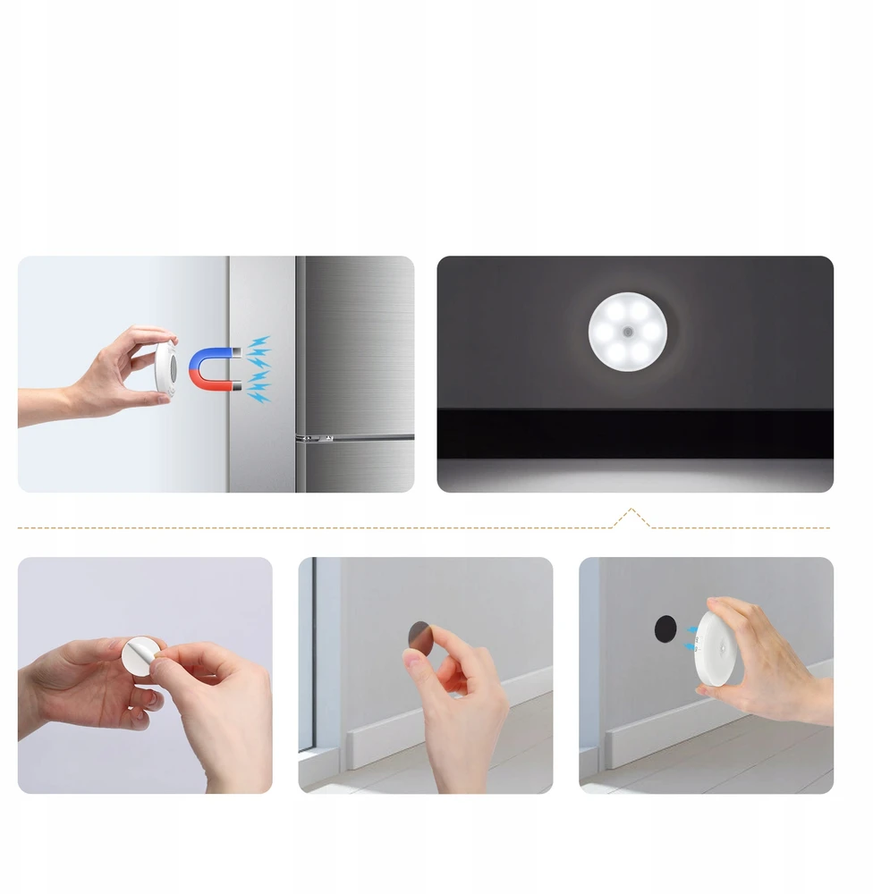Aigostar magnetinė naktinė lempa su judesio jutikliu 6500K LED balta 4 vnt.