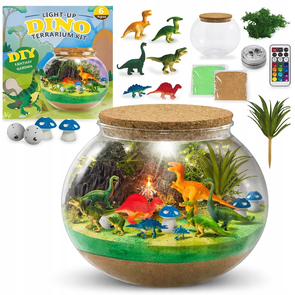 AiM Terariumo LED lempos Dinosaurs kūrybinis rinkinys su figūrėlėmis kaip dovana