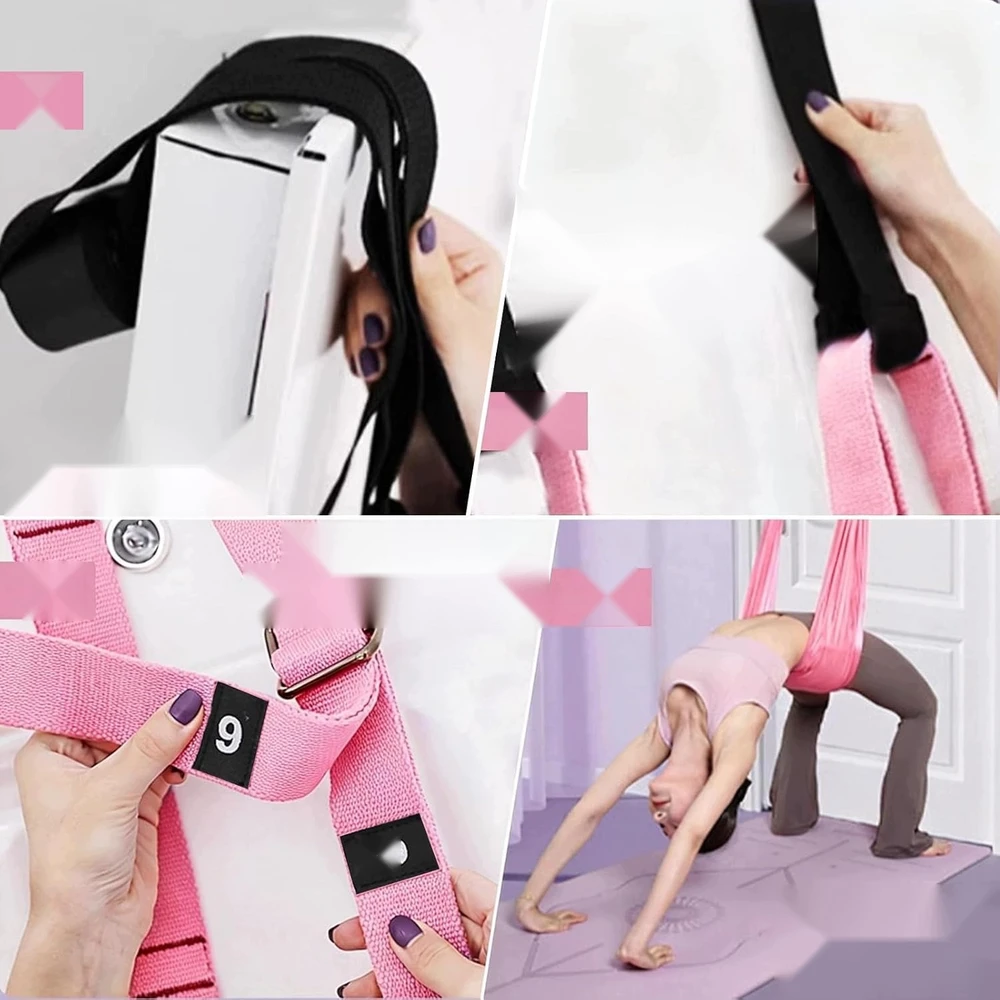 AIRAL YOGA HAMMOCK RAUDŽIAS REGULIUOJAMAS DIRŽELĖS FITNESO KOJŲ PRATIMAS