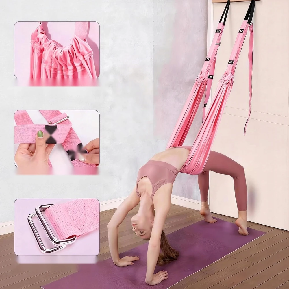 AIRAL YOGA HAMMOCK RAUDŽIAS REGULIUOJAMAS DIRŽELĖS FITNESO KOJŲ PRATIMAS
