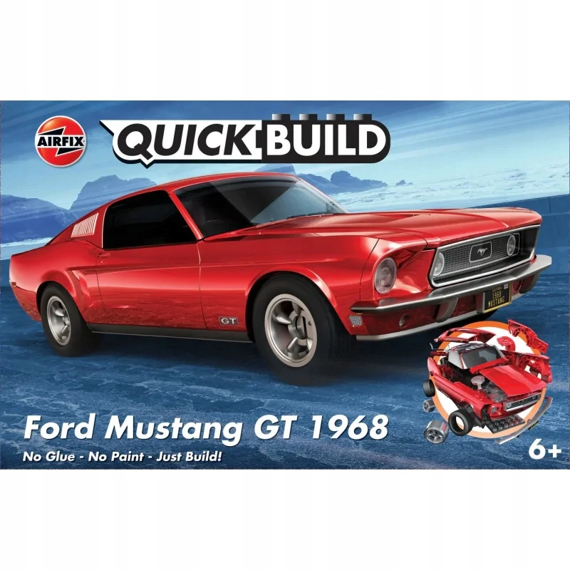 Airfix Plastikinis automobilio modelis Quickbuild Ford Mustang GT 1968