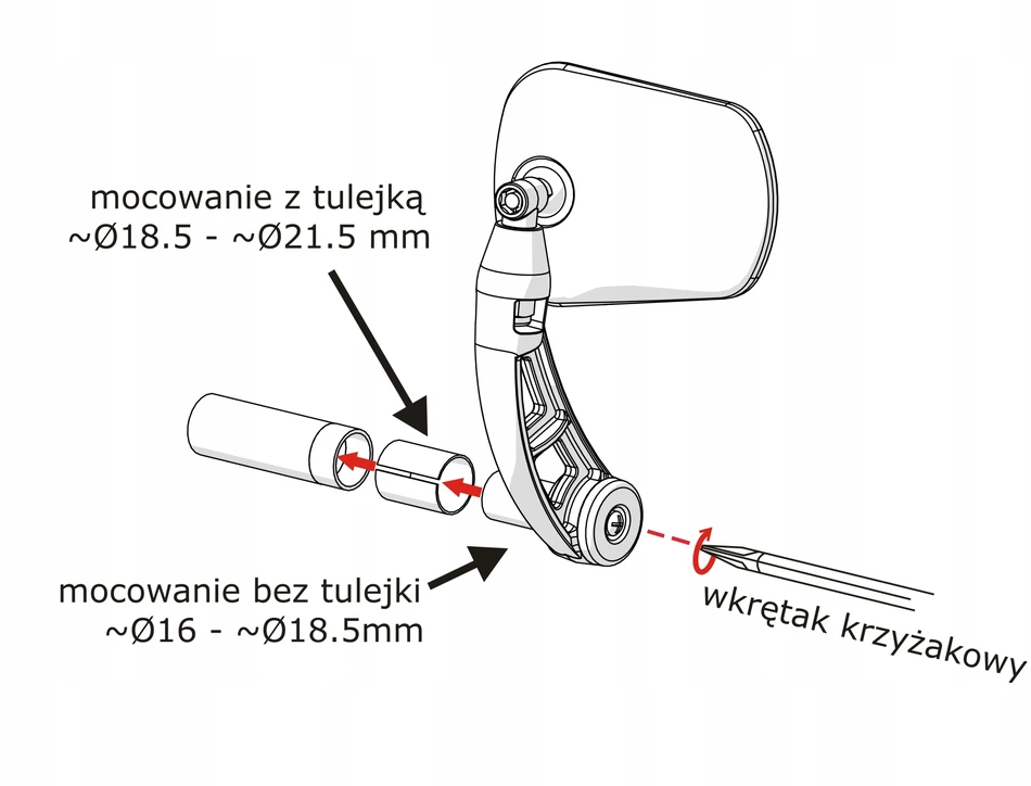 AJS Comfort Plus dviračio veidrodėlis, sulankstomas