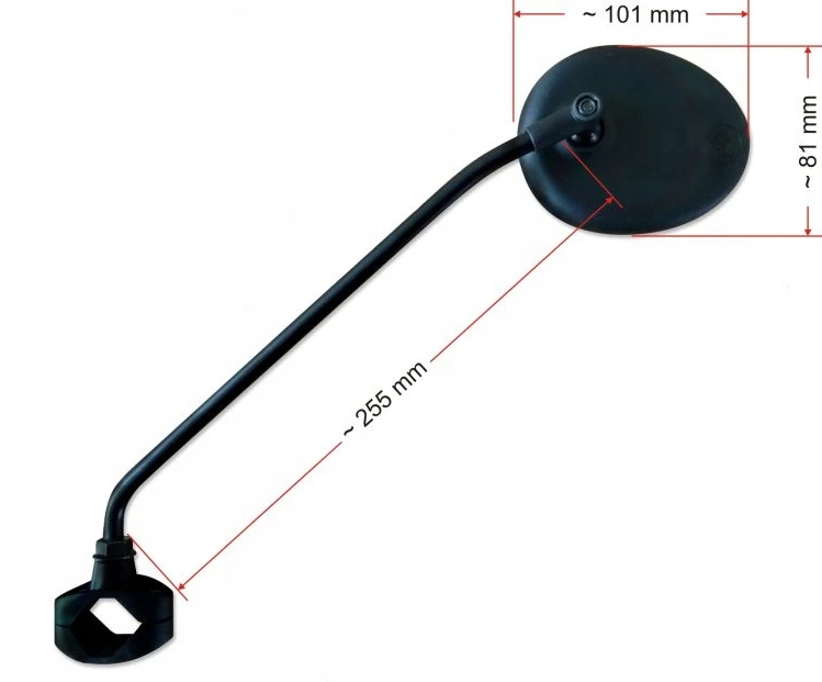 AJS dviračio veidrodis ilga rankena 25 cm juoda - lenkiška prekė