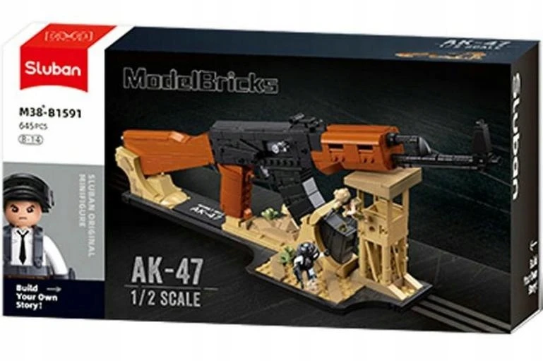 AK-47 šautuvas su figūromis 43 cm Mastelis 1:2 Sluban blokai 645 el M38-B1591