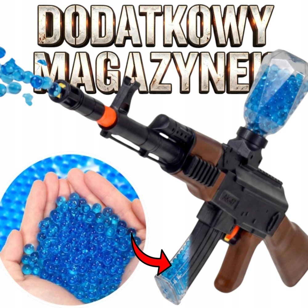 AK47 RIFLE AUTOMATINIS BB BALL GEL KASETĖS VANDENS GEL ORBEEZ saugus pistoletas
