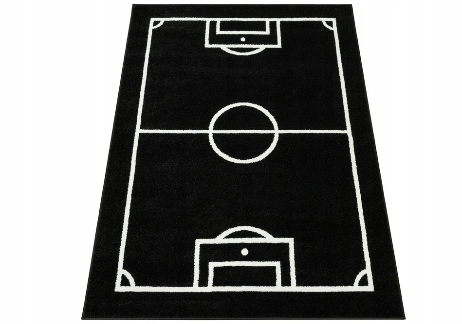 Akcila DYWAN BOISKO DO POKOJU CHŁOPCA GŁADKI JUODA Baltas FOOTBALL LIMA 140x190 cm