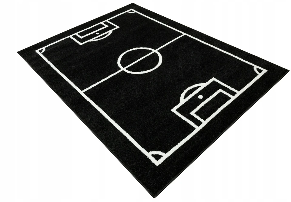 Akcila DYWAN BOISKO DO POKOJU CHŁOPCA GŁADKI JUODA Baltas FOOTBALL LIMA 140x190 cm