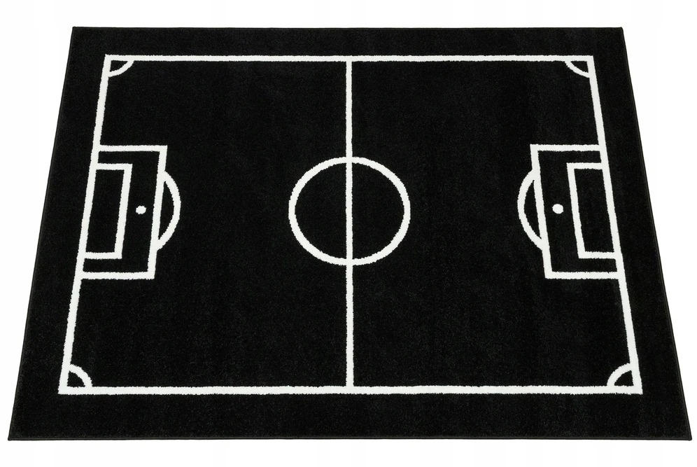 Akcila DYWAN BOISKO DO POKOJU CHŁOPCA GŁADKI JUODA Baltas FOOTBALL LIMA 140x190 cm