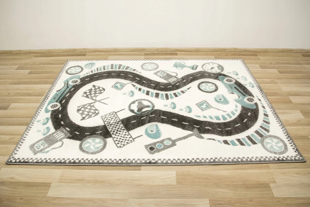 Akcila DYWAN CHŁOPIĘCY JASNY KREMOWY LŚNIĄCY TOR WYŚCIGÓWKI META LIMA 160x230 cm