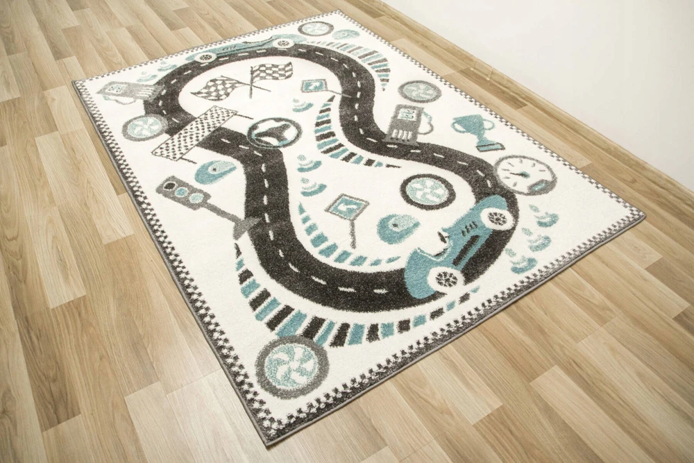 Akcila DYWAN CHŁOPIĘCY JASNY KREMOWY LŚNIĄCY TOR WYŚCIGÓWKI META LIMA 160x230 cm