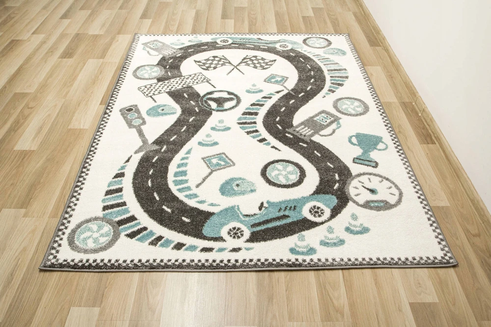 Akcila DYWAN CHŁOPIĘCY JASNY KREMOWY LŚNIĄCY TOR WYŚCIGÓWKI META LIMA 160x230 cm