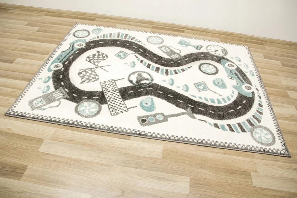 Akcila DYWAN CHŁOPIĘCY JASNY KREMOWY LŚNIĄCY TOR WYŚCIGÓWKI META LIMA 160x230 cm