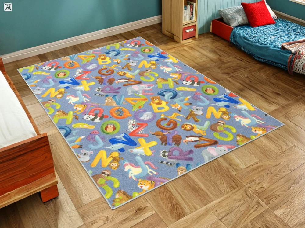 Akcila DYWAN DLA DZIECI ALFABET LITERKI ZWIERZĘTA KOLOROWY NA FILCU 150x300 cm