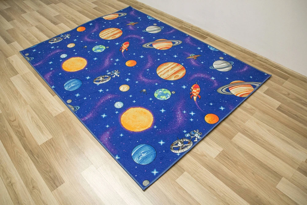 Akcila DYWAN DLA DZIECI CHŁOPCA KOLOROWY PLANETY RAKIETY GWIAZDY KOSMOS 150x250 cm