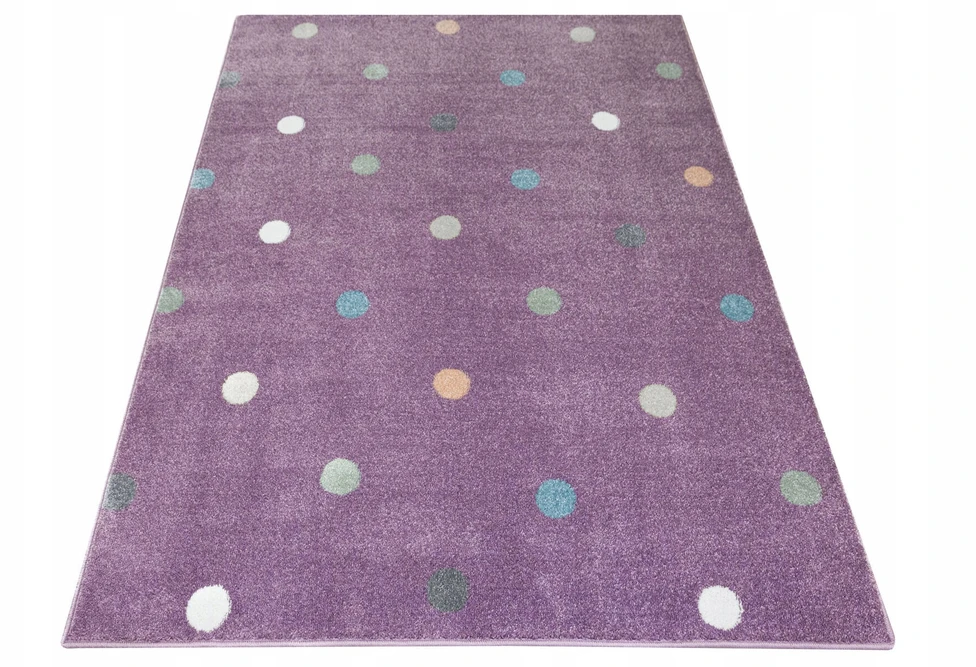 Akcila DYWAN DLA DZIECI FIOLET KOLOROWY KROPECZKI MIĘCIUTKI GŁADKI LIMA 200x250 cm