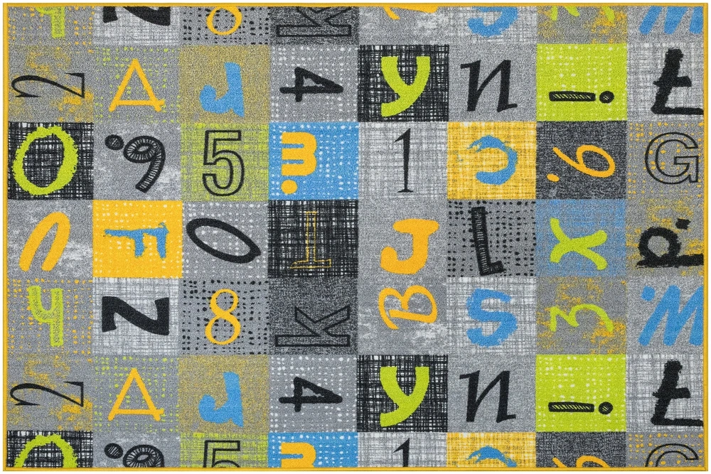 Akcila DYWAN DLA DZIECKA PILKA Žalias KOLOROWY BLACKBOARD LITERY CYFRY 250x300 cm