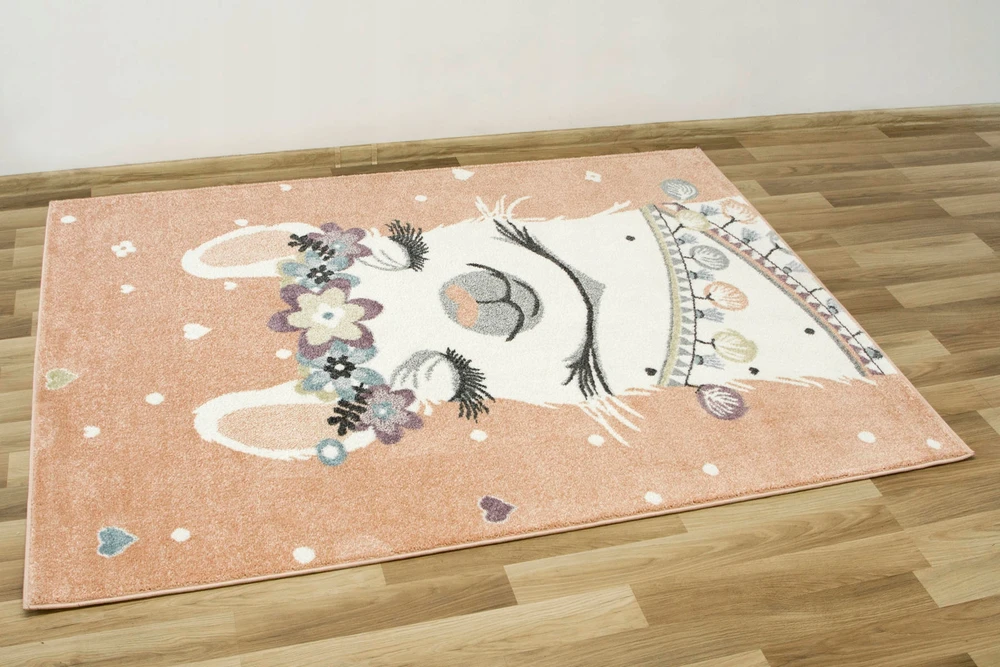 Akcila DYWAN DLA DZIEWCZYNKI SŁODKA LAMA PUDROWY RÓŻ SERDUSZKA LIMA 200x290 cm