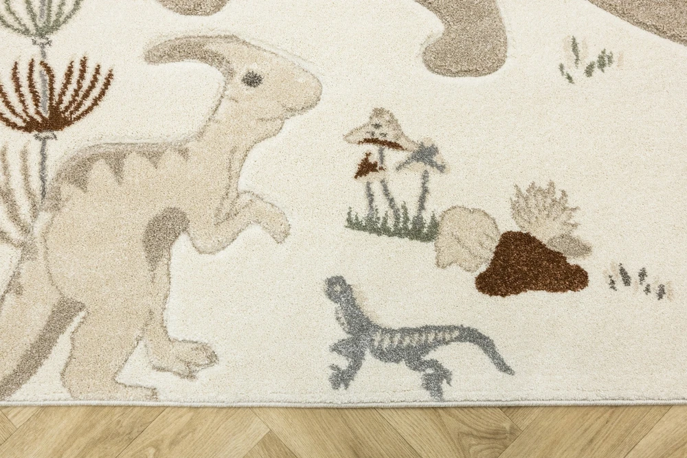 Akcila DYWAN DO POKOJU DZIECIECEGO BEŻ KREM W DINOZAURY WYCINANY TANAMI 160x230 cm